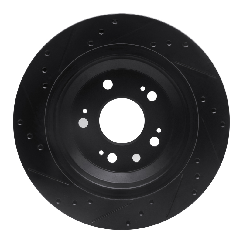 Acura RL Brake Rotor (1) - Rear Right - R1 Concepts - Drilled & Slotted - Black - `05-`12